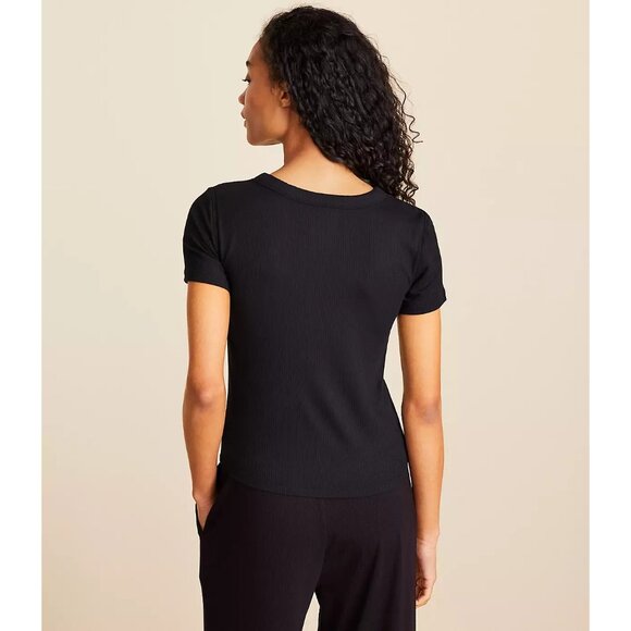 Ann Taylor LOFT Lou & Grey Ribbed Bra Tee Top M - Picture 2 of 2